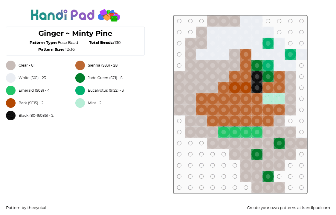 Ginger ~ Minty Pine - Fuse Bead Pattern by theeyokai on Kandi Pad - tan,beige,ginger,dandys world,roblox