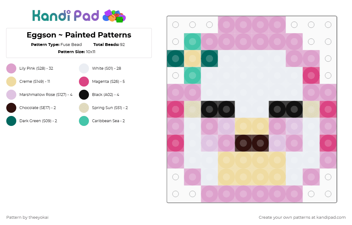 Eggson ~ Painted Patterns - Fuse Bead Pattern by theeyokai on Kandi Pad - pink,eggson,dandys world,roblox,egg,easter