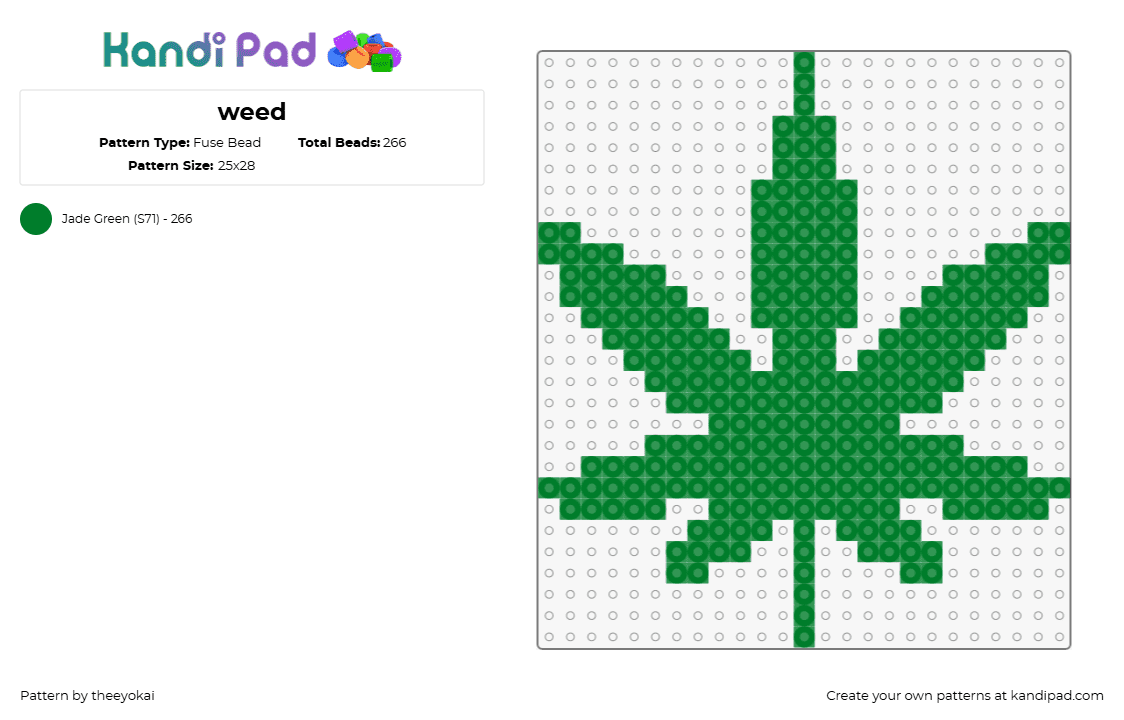 weed - Fuse Bead Pattern by theeyokai on Kandi Pad - weed,leaf,pot,marijuana,green