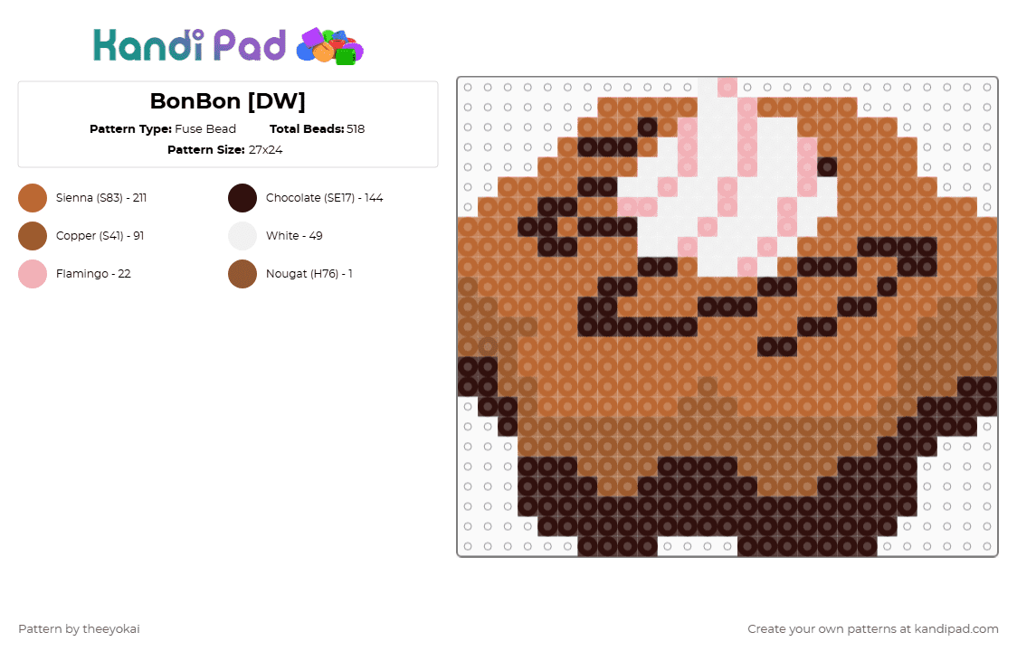 BonBon [DW] - Fuse Bead Pattern by theeyokai on Kandi Pad - tan,bonbon,dandys world,roblox,item