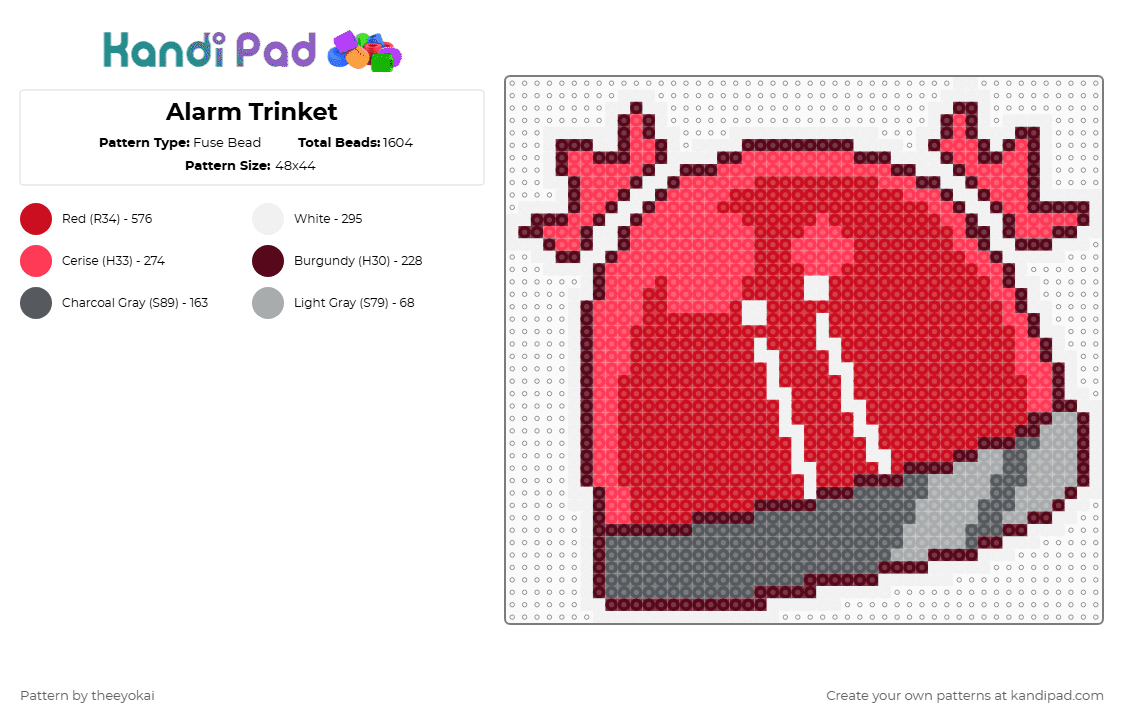 Alarm Trinket - Fuse Bead Pattern by theeyokai on Kandi Pad - red,dandys world,roblox,trinket