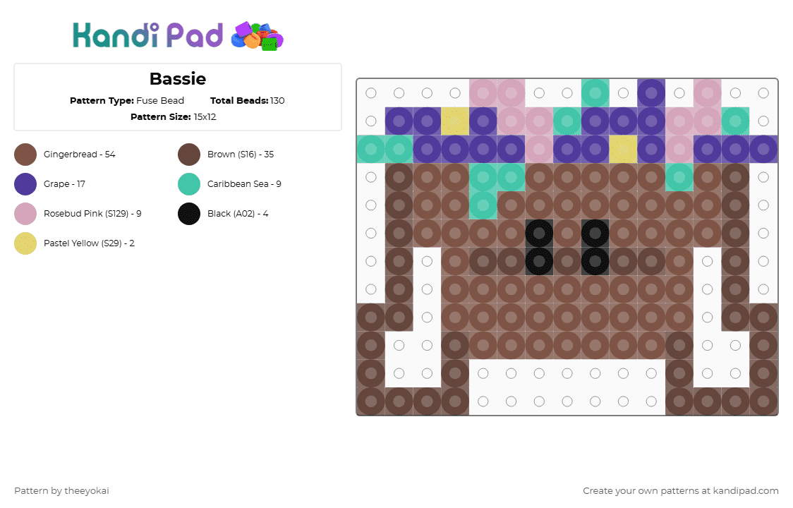 Bassie - Fuse Bead Pattern by theeyokai on Kandi Pad - tan,brown,bassie,basket,flowers,dandys world,easter