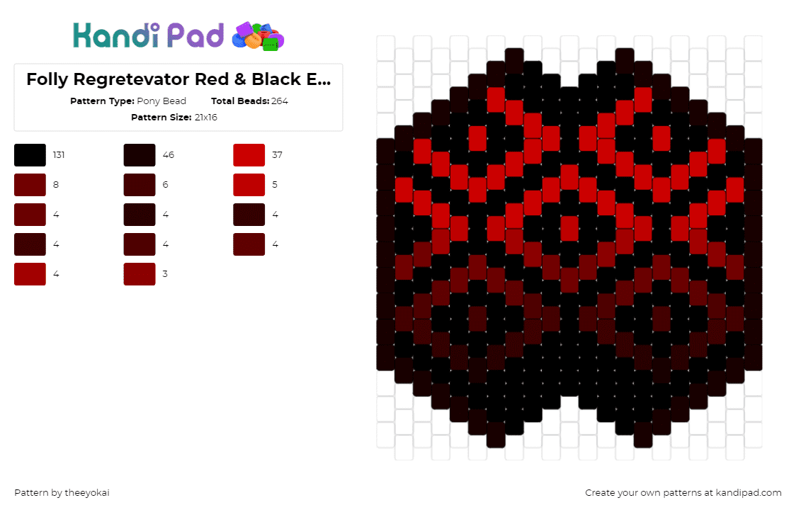 Folly Regretevator Red & Black Eyes Mask - Pony Bead Pattern by theeyokai on Kandi Pad - folly,regretevator,eyes,mask,roblox,video game,spooky,black,red