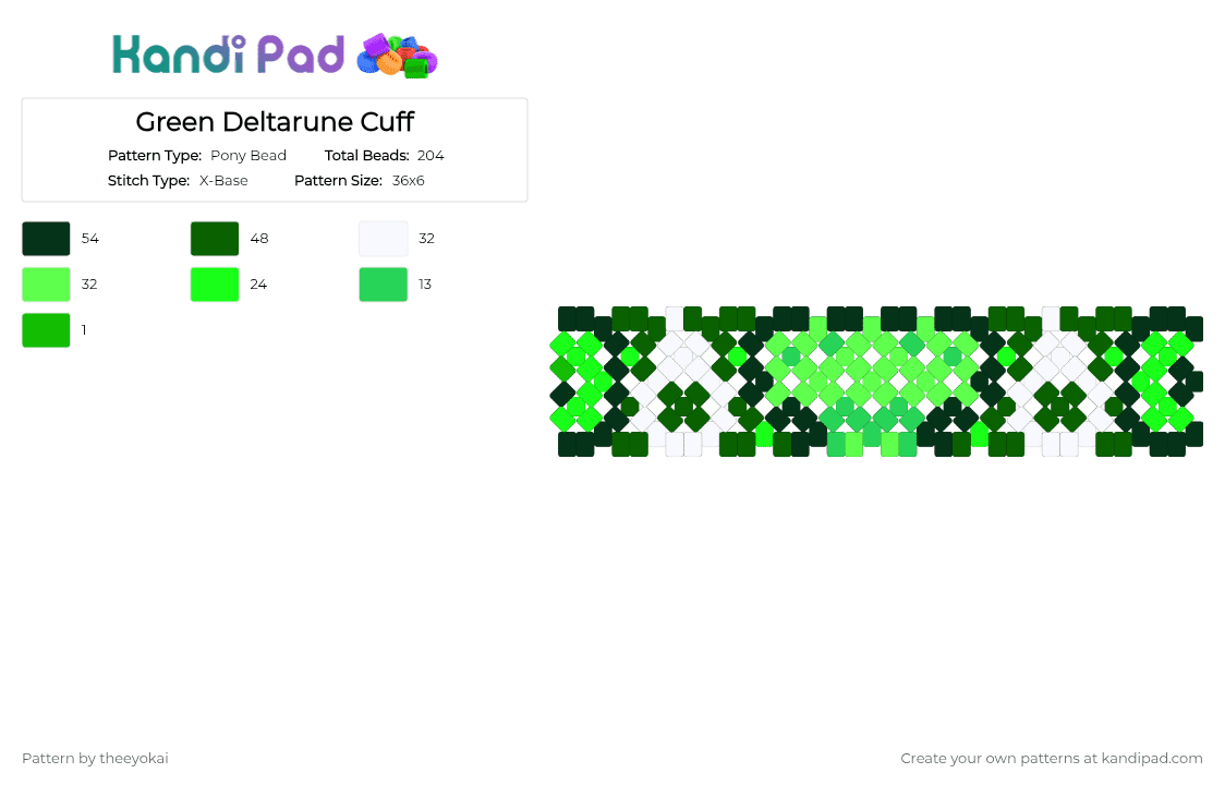 Green Deltarune Cuff - Pony Bead Pattern by theeyokai on Kandi Pad - chapter 5, deltarune, flower, green, kindness