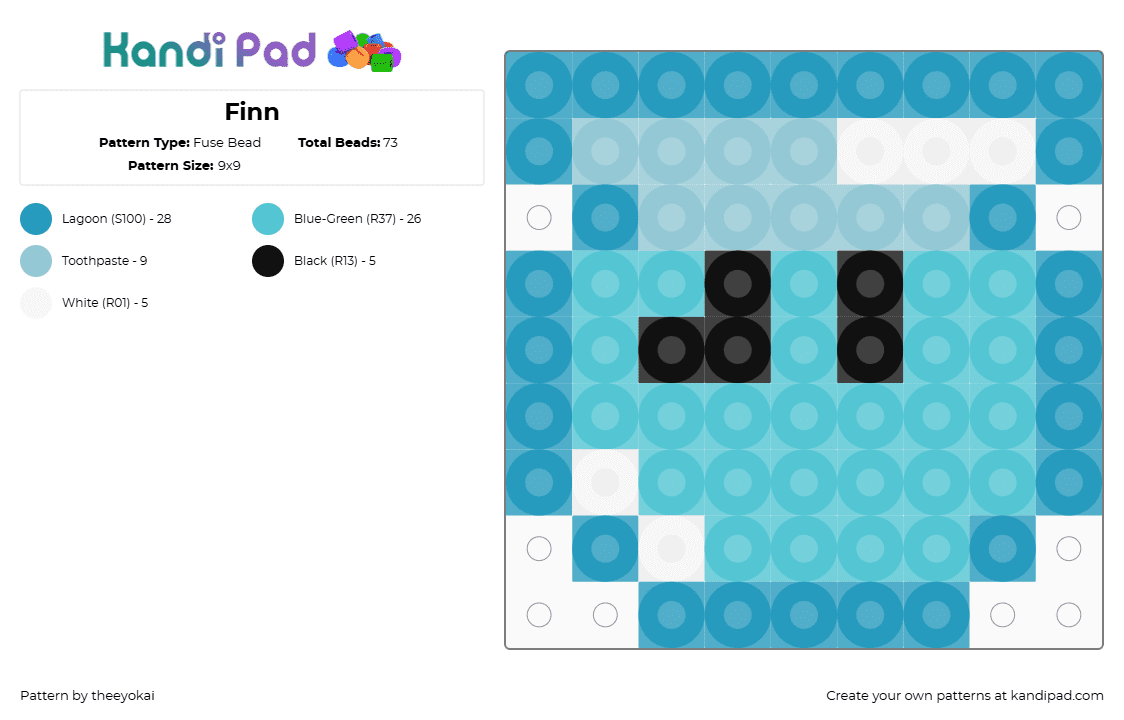 Finn - Fuse Bead Pattern by theeyokai on Kandi Pad - light blue,finn,dandys world,roblox