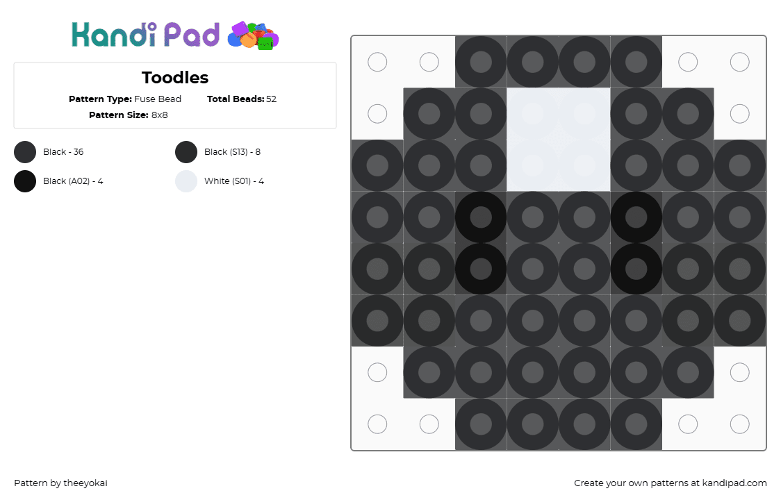 Toodles - Fuse Bead Pattern by theeyokai on Kandi Pad - black,toodles,dandys world,roblox