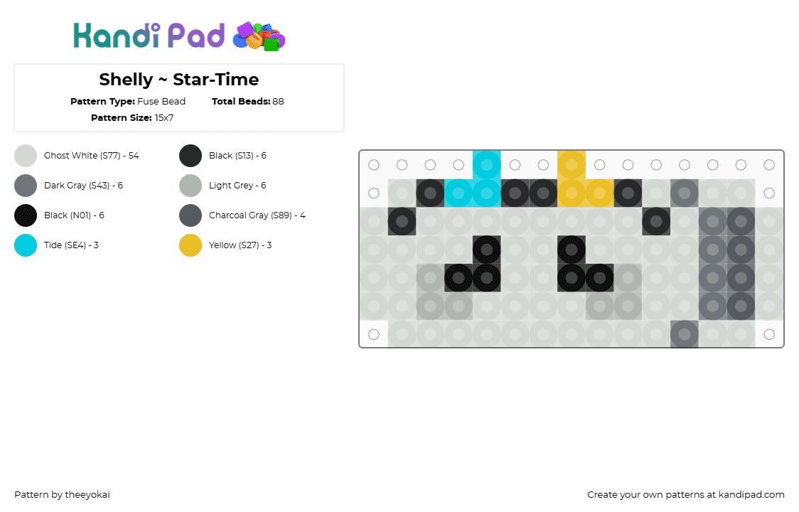 Shelly ~ Star-Time - Fuse Bead Pattern by theeyokai on Kandi Pad - white,gray,beige,shelly,dandys world,roblox