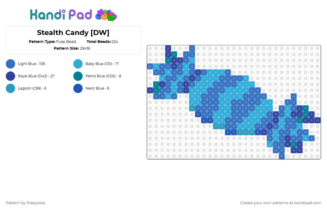 Stealth Candy [DW] - Fuse Bead Pattern by theeyokai on Kandi Pad - light blue,blue,dandys world,item,roblox,candy