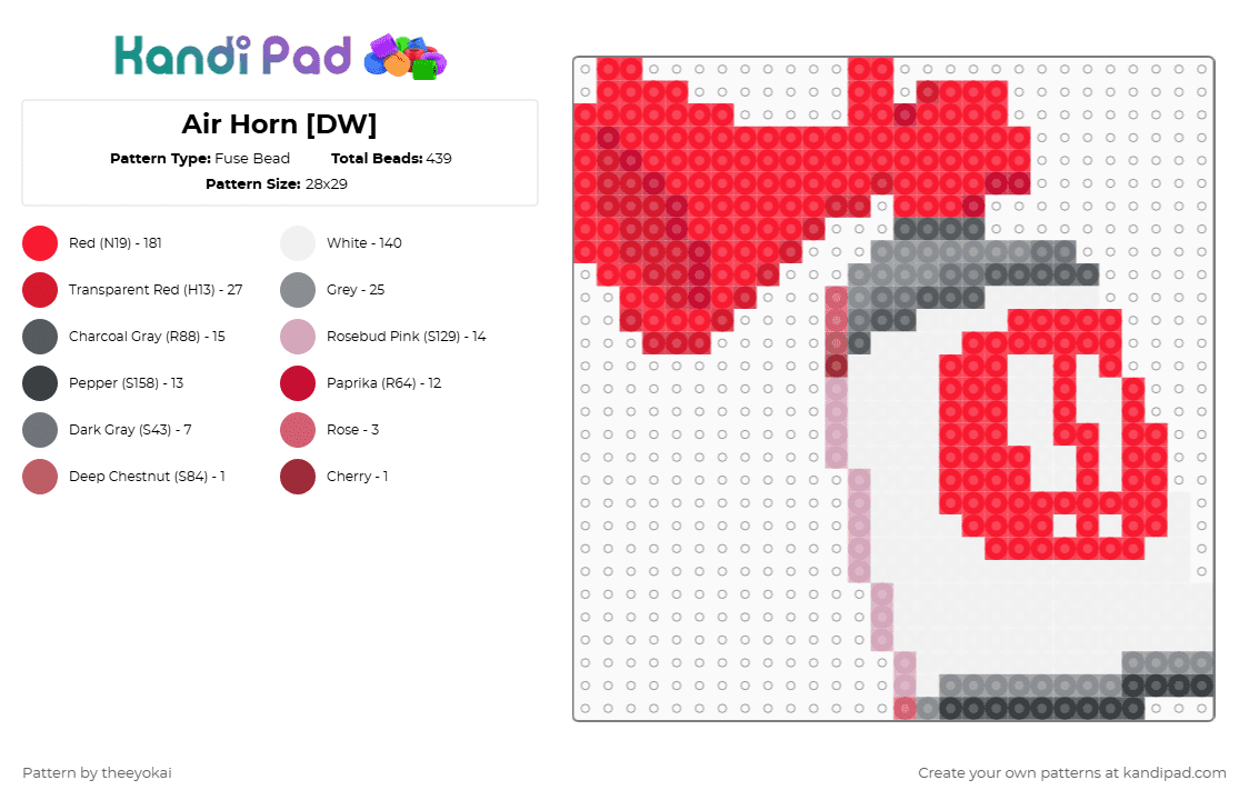Air Horn [DW] - Fuse Bead Pattern by theeyokai on Kandi Pad - red,air horn,item,dandys world,roblox