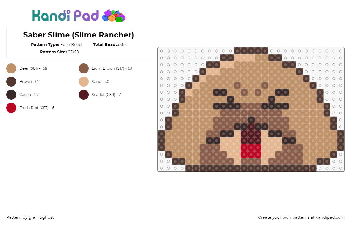 Saber Slime (Slime Rancher) - Fuse Bead Pattern by graffitighost on Kandi Pad - saber slime,slime rancher,video game,tan