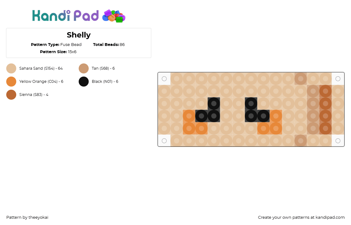 Shelly - Fuse Bead Pattern by theeyokai on Kandi Pad - beige,shelly,dandys world,roblox