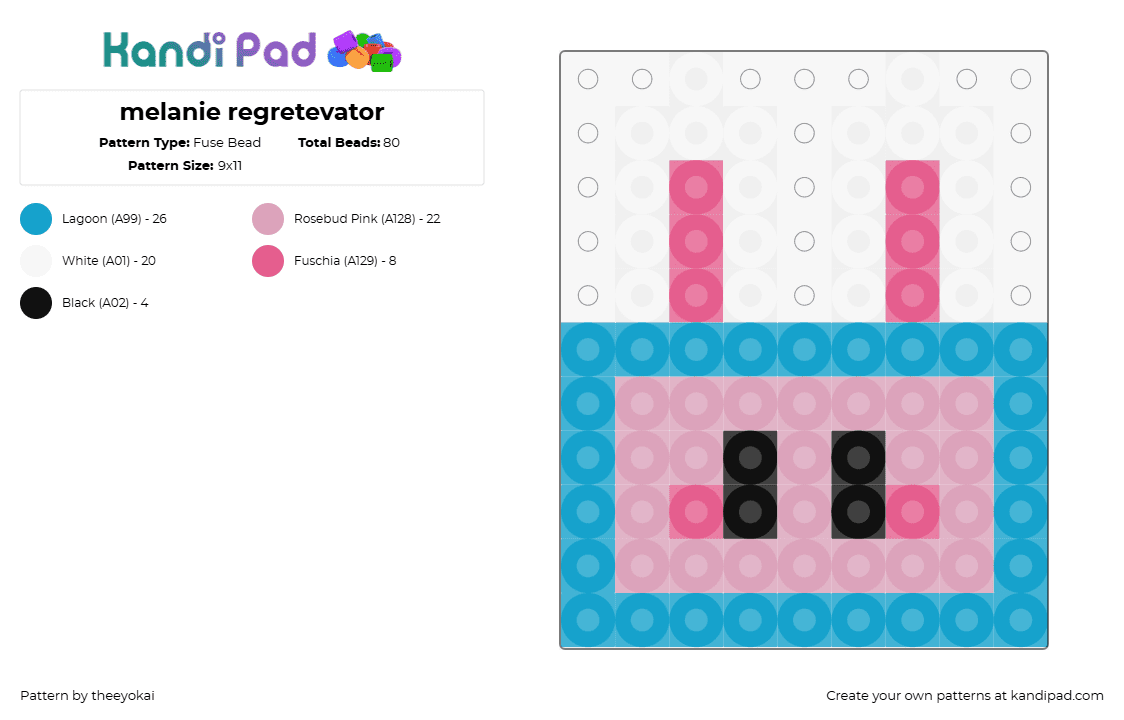 melanie regretevator - Fuse Bead Pattern by theeyokai on Kandi Pad - melanie,regretevator,roblox,video game,simple,pink,light blue