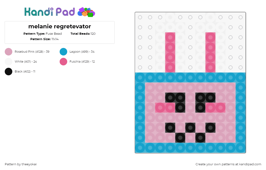 melanie regretevator - Fuse Bead Pattern by theeyokai on Kandi Pad - melanie,regretevator,roblox,video game,simple,pink,light blue