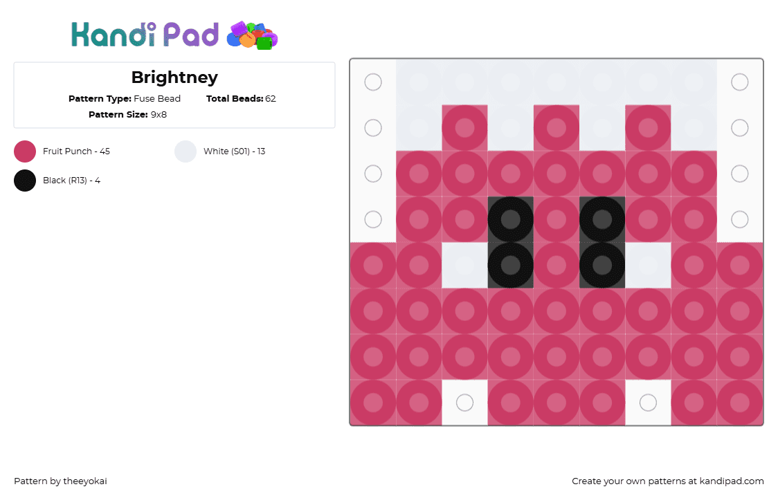 Brightney - Fuse Bead Pattern by theeyokai on Kandi Pad - pink,brightney,dandys world,roblox