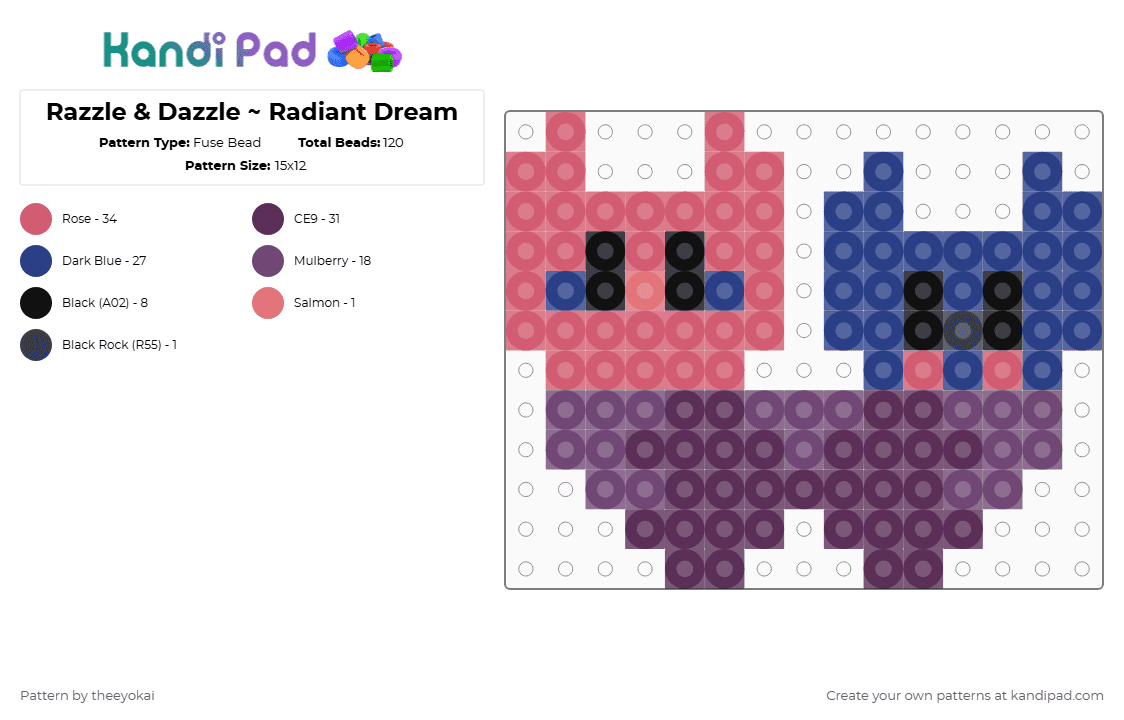 Razzle & Dazzle ~ Radiant Dream - Fuse Bead Pattern by theeyokai on Kandi Pad - red,blue,pink,rnd,razzle and dazzle,dandys world,dream,roblox