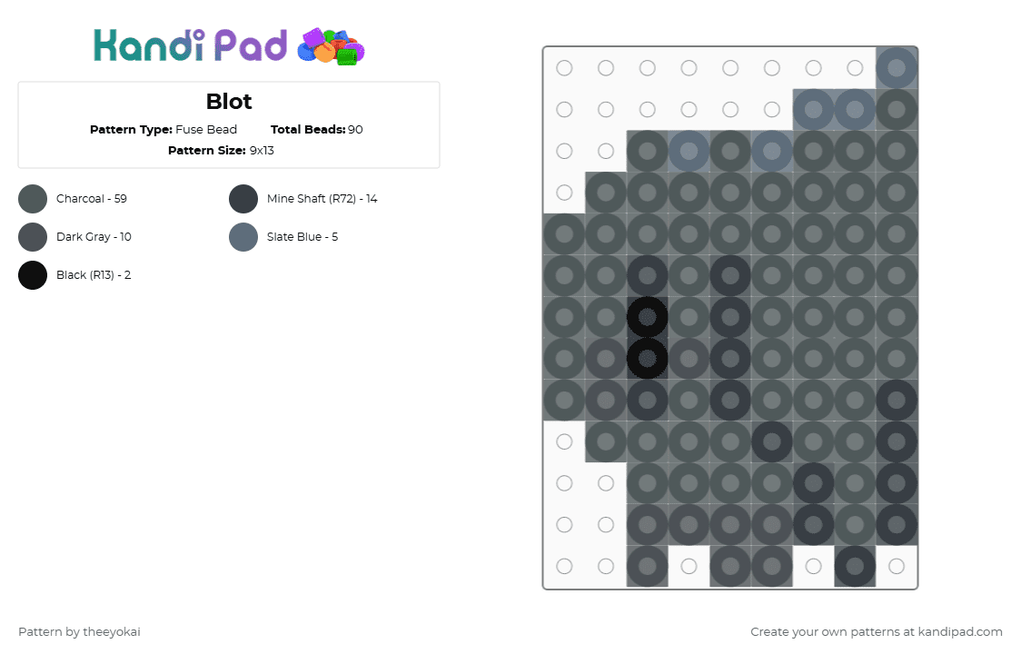 Blot - Fuse Bead Pattern by theeyokai on Kandi Pad - ink,blot,dandys world,roblox
