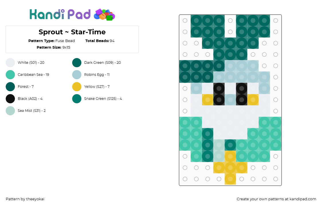 Sprout ~ Star-Time - Fuse Bead Pattern by theeyokai on Kandi Pad - teal,sprout,dandys world,roblox