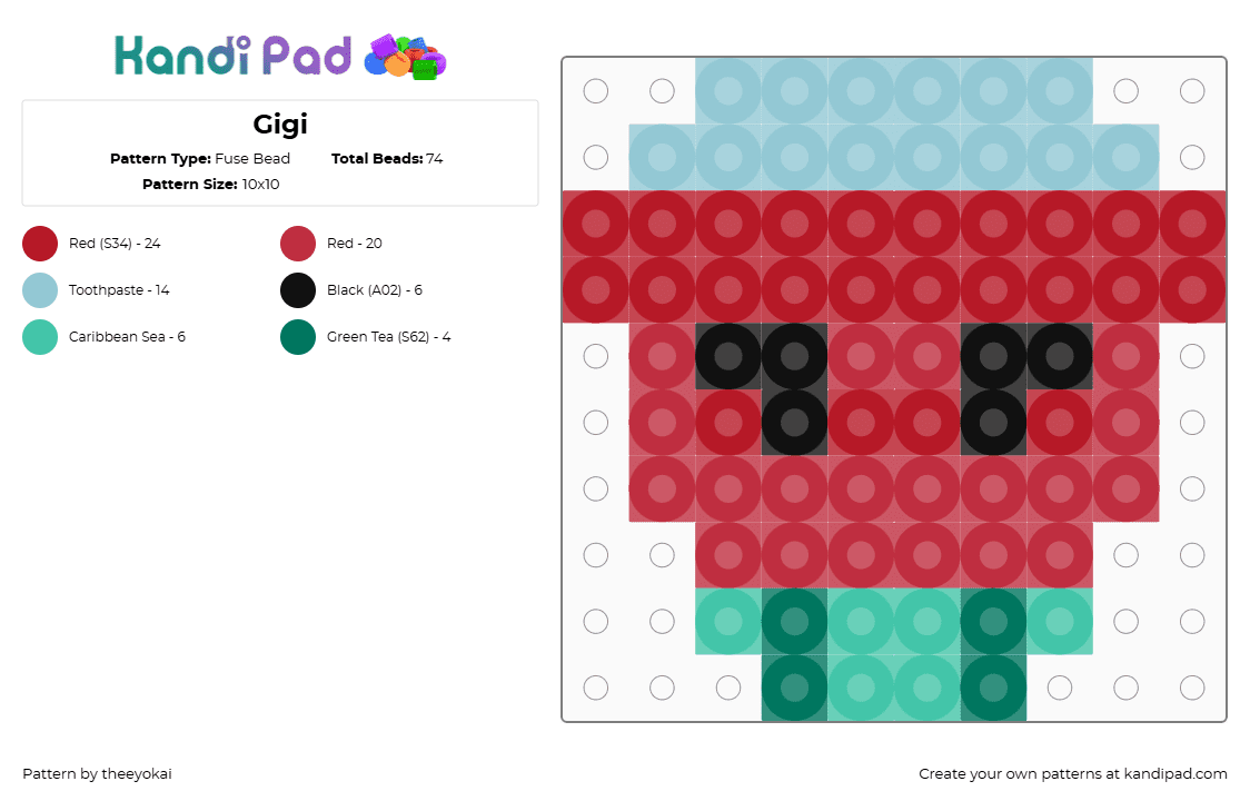 Gigi - Fuse Bead Pattern by theeyokai on Kandi Pad - red,dandys world,gigi,roblox