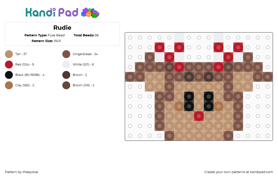 Rudie - Fuse Bead Pattern by theeyokai on Kandi Pad - tan,beige,rudie,dandys world,roblox