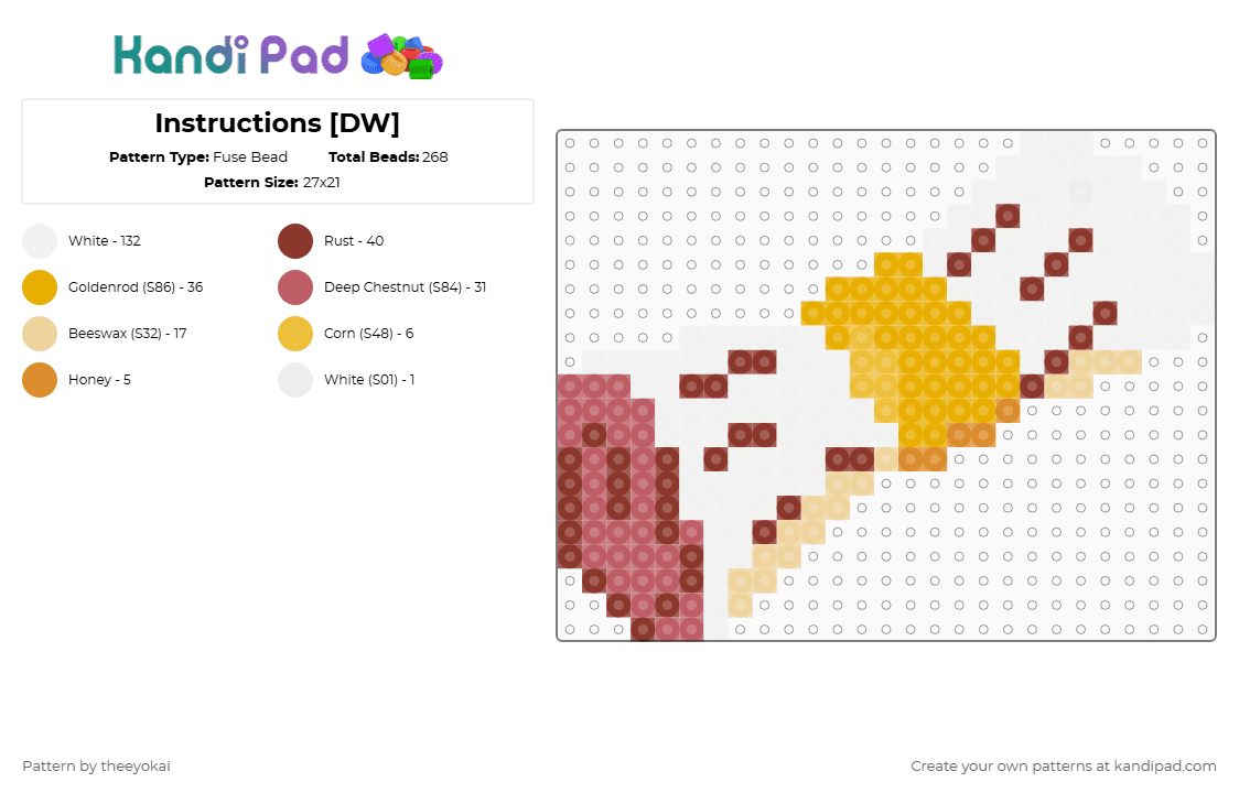 Instructions [DW] - Fuse Bead Pattern by theeyokai on Kandi Pad - white,red,orange,instructions,dandys world,item,roblox