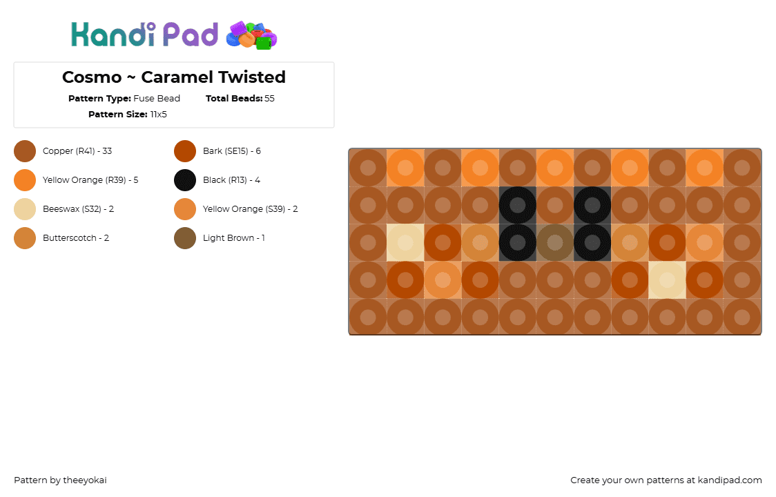 Cosmo ~ Caramel Drizzle - Fuse Bead Pattern by theeyokai on Kandi Pad - cosmo,dandys world,roblox