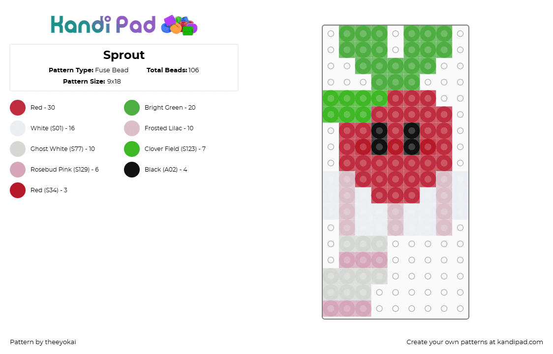 Sprout - Fuse Bead Pattern by theeyokai on Kandi Pad - red,green,sprout,dandys world,roblox
