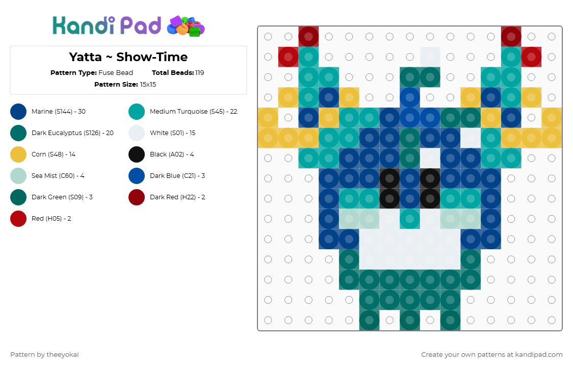 Yatta ~ Show-Time - Fuse Bead Pattern by theeyokai on Kandi Pad - teal,blue,yatta,dandys world,roblox
