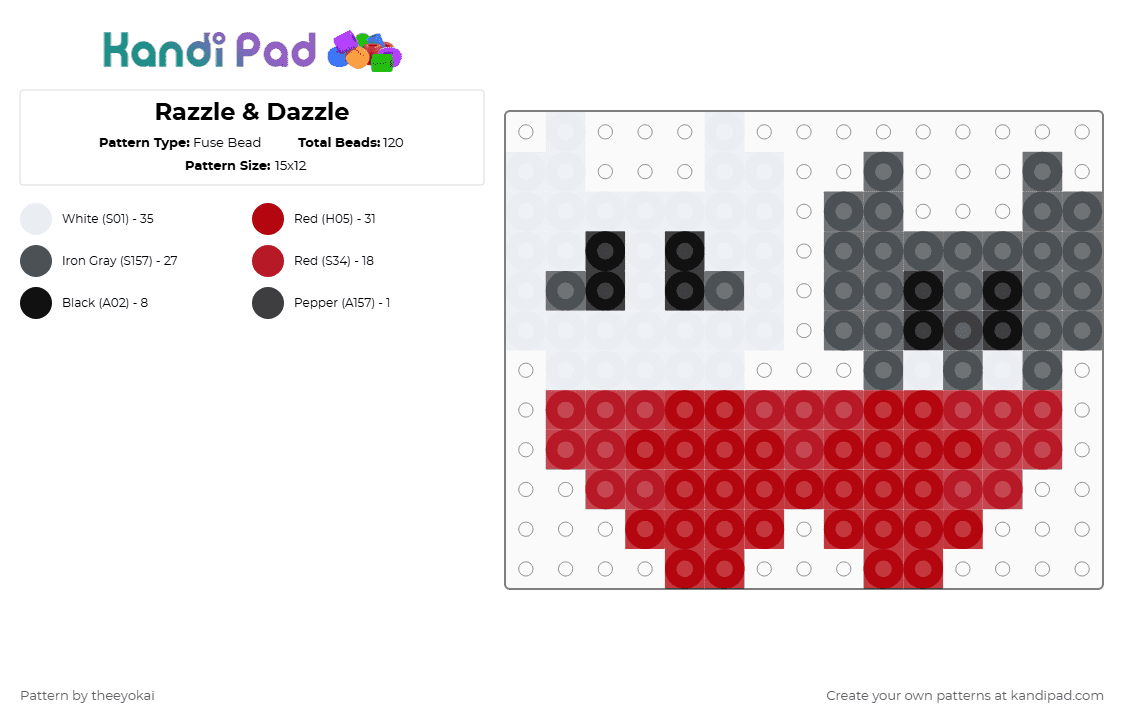 Razzle & Dazzle - Fuse Bead Pattern by theeyokai on Kandi Pad - purple,red,dandys world,razzle and dazzle,rnd,roblox