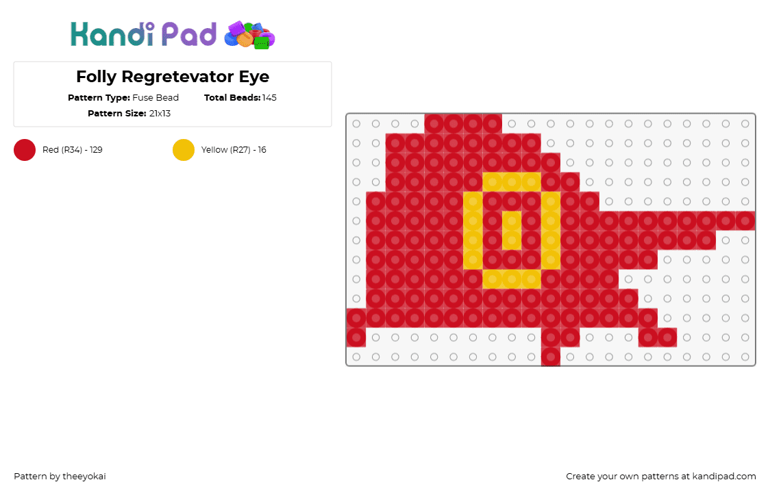 Folly Regretevator Eye - Fuse Bead Pattern by theeyokai on Kandi Pad - folly,regretevator,roblox,eye,video game,red,yellow