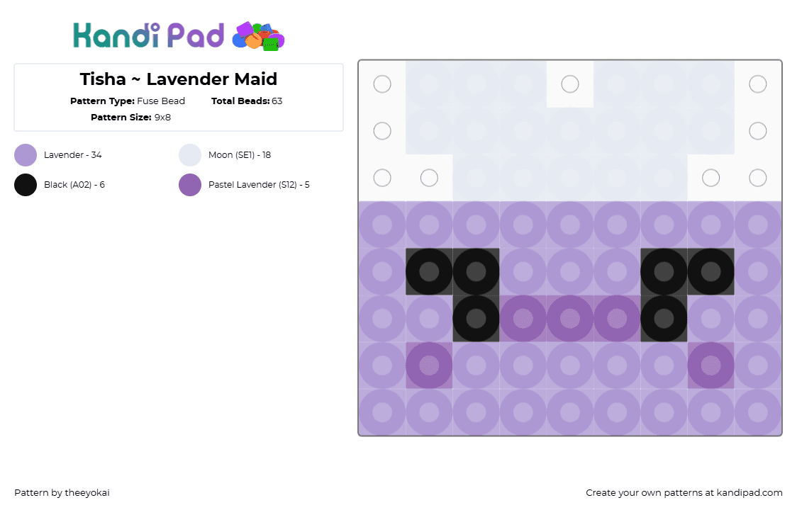 Tisha ~ Lavender Maid - Fuse Bead Pattern by theeyokai on Kandi Pad - pink,white,tisha,dandys world,roblox