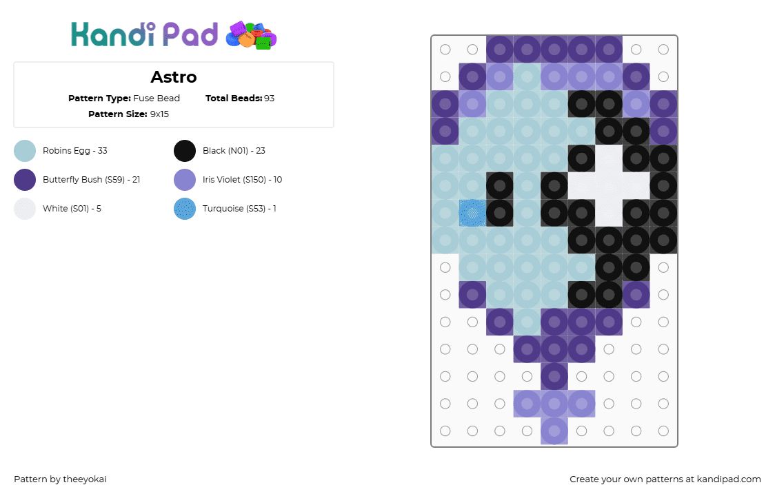 Astro - Fuse Bead Pattern by theeyokai on Kandi Pad - light blue,purple,astro,dandys world,roblox