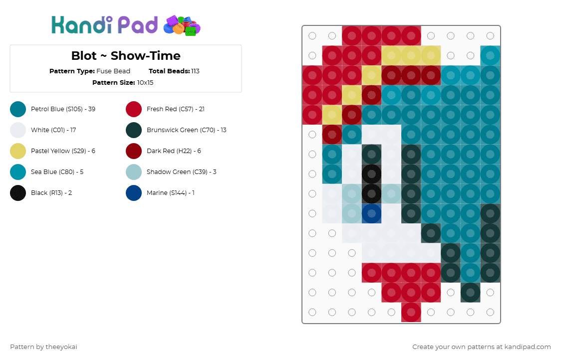 Blot ~ Show-Time - Fuse Bead Pattern by theeyokai on Kandi Pad - red,teal,blot,dandys world,roblox,showtime