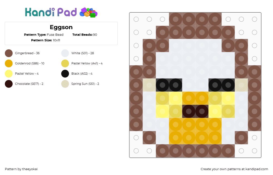 Eggson - Fuse Bead Pattern by theeyokai on Kandi Pad - tan,eggson,easter,dandys world,roblox