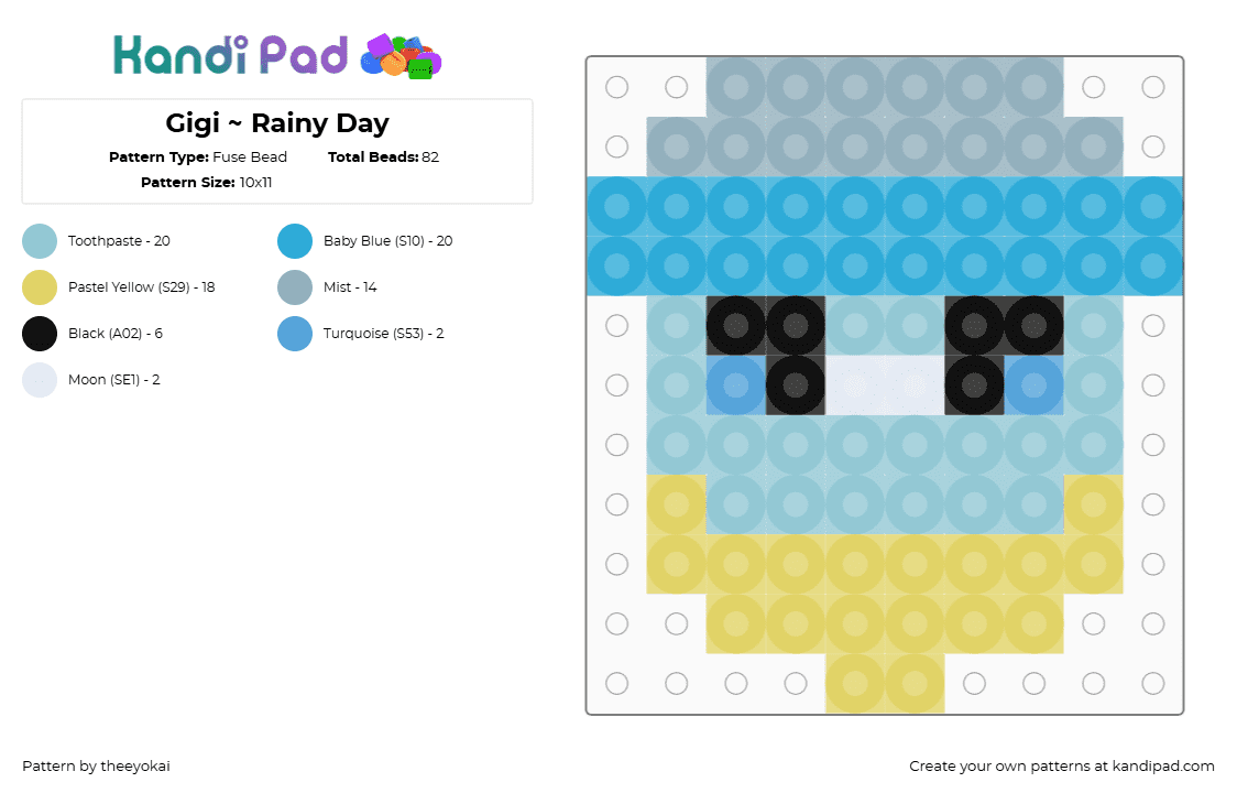Gigi ~ Rainy Day - Fuse Bead Pattern by theeyokai on Kandi Pad - light blue,gigi,roblox,dandys world