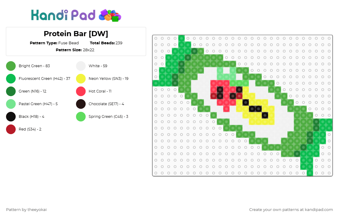 Protein Bar [DW] - Fuse Bead Pattern by theeyokai on Kandi Pad - green,dandys world,item,roblox,protein bar