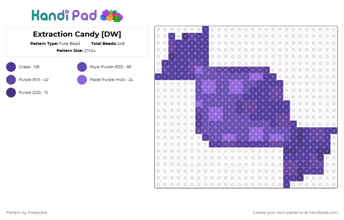 Extraction Speed Candy [DW] - Fuse Bead Pattern by theeyokai on Kandi Pad - purple,candy,dandys world,roblox,item