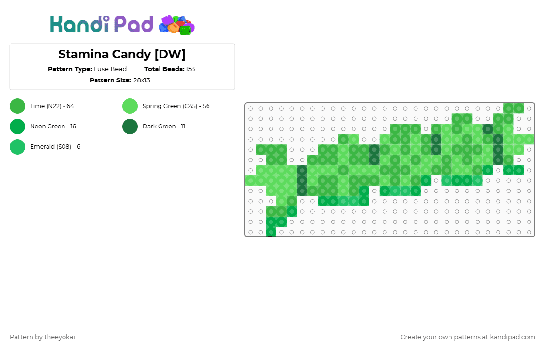Stamina Candy [DW] - Fuse Bead Pattern by theeyokai on Kandi Pad - candy,dandys world,roblox,green,teal
