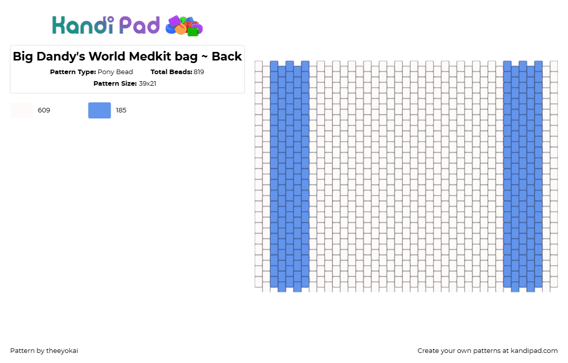 Big Dandy\'s World Medkit bag ~ Back - Pony Bead Pattern by theeyokai on Kandi Pad - white,dandys world,medkit,big,bag,roblox