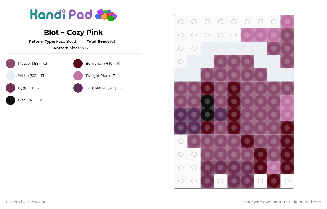 Blot ~ Cozy Pink - Fuse Bead Pattern by theeyokai on Kandi Pad - blot,cozy,dandys world,roblox