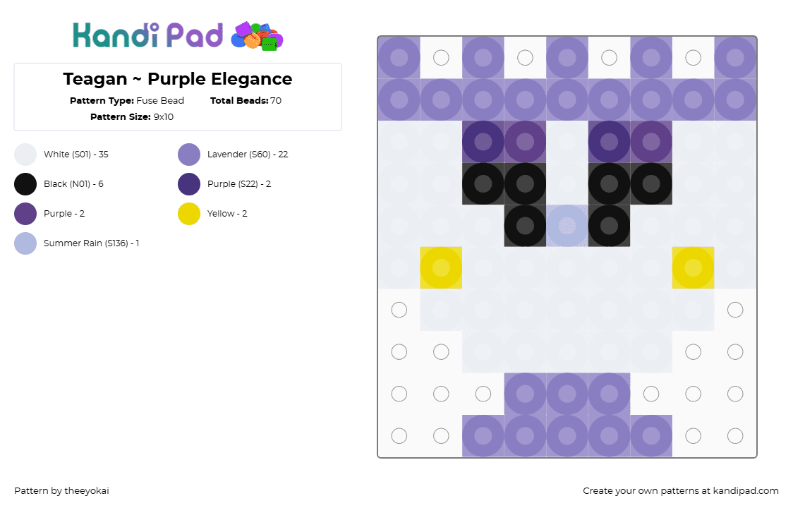 Teagan ~ Purple Elegance - Fuse Bead Pattern by theeyokai on Kandi Pad - white,pink,teagan,roblox,dandys world
