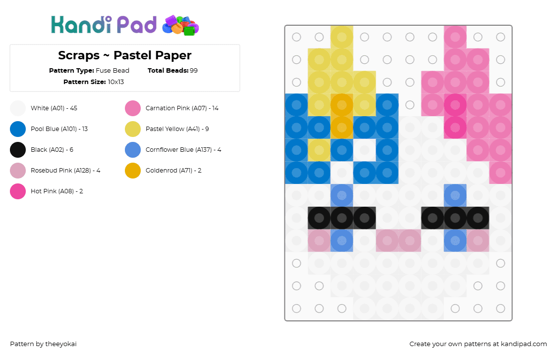 Scraps ~ Pastel Paper - Fuse Bead Pattern by theeyokai on Kandi Pad - white,blue,pink,scraps,dandys world,roblox