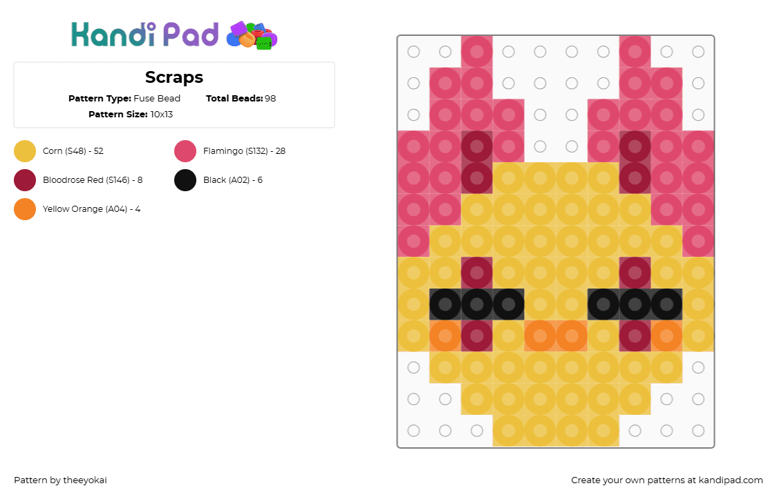 Scraps - Fuse Bead Pattern by theeyokai on Kandi Pad - yellow,red,scraps,dandys world,roblox