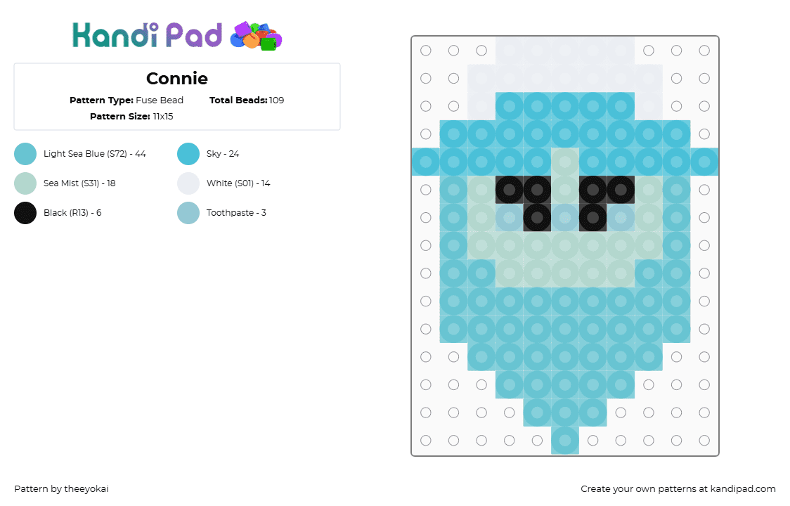 Connie - Fuse Bead Pattern by theeyokai on Kandi Pad - connie,dandys world,roblox,light blue