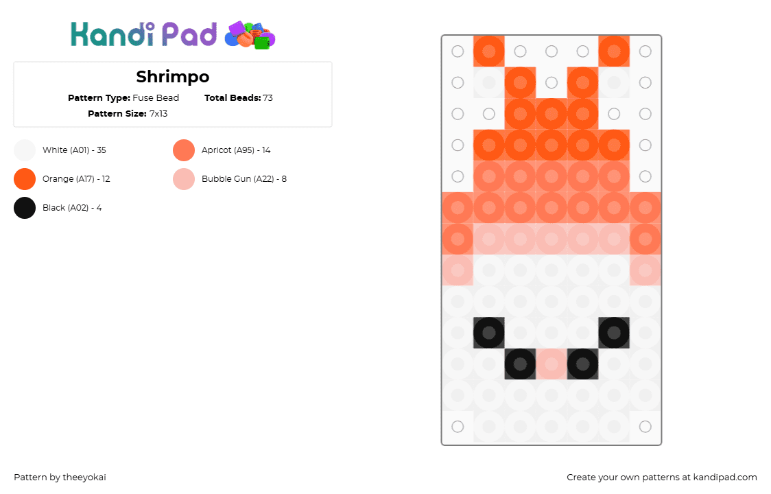 Shrimpo - Fuse Bead Pattern by theeyokai on Kandi Pad - orange