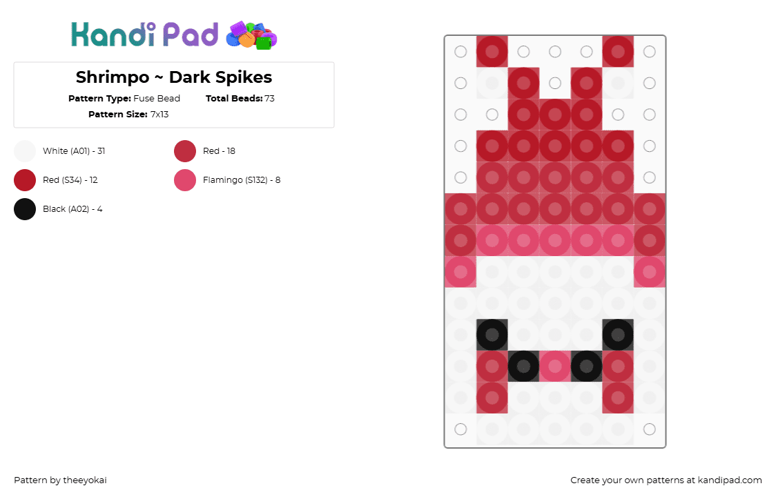 Shrimpo ~ Dark Spikes - Fuse Bead Pattern by theeyokai on Kandi Pad - white,red,shrimpo,dandys world,roblox