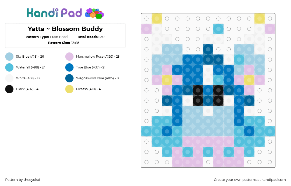 Yatta ~ Blossom Buddy - Fuse Bead Pattern by theeyokai on Kandi Pad - blue,light blue,yatta,skin,flowers,easter,dandys world,roblox