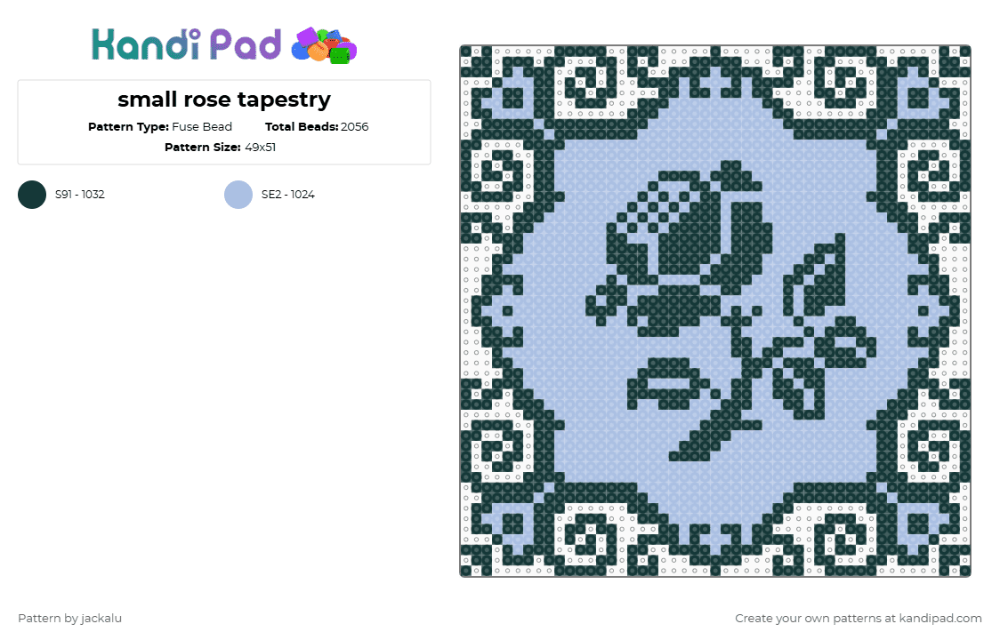 small rose tapestry - Fuse Bead Pattern by jackalu on Kandi Pad - 