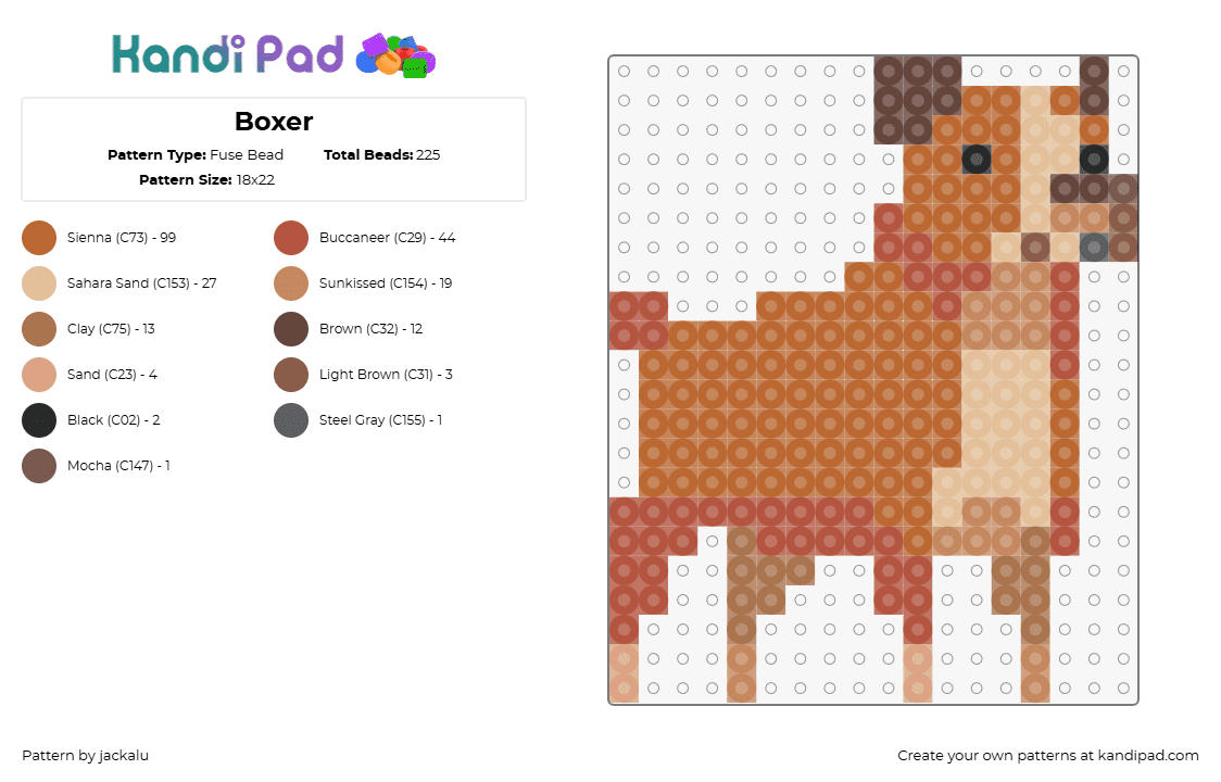 Boxer v1 - Fuse Bead Pattern by jackalu on Kandi Pad - boxer,dog,animal,cute,tan