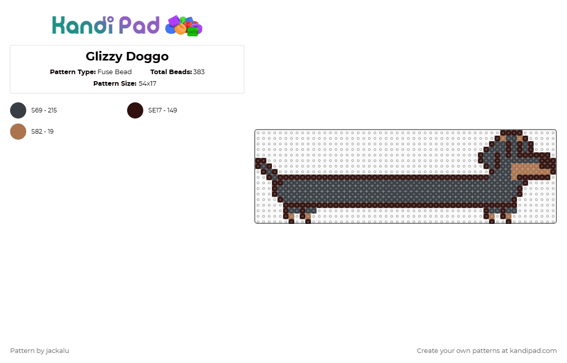Glizzy Doggo - Fuse Bead Pattern by jackalu on Kandi Pad - brown,dog,glizzy,meme,dachshunds,dachshund,silly