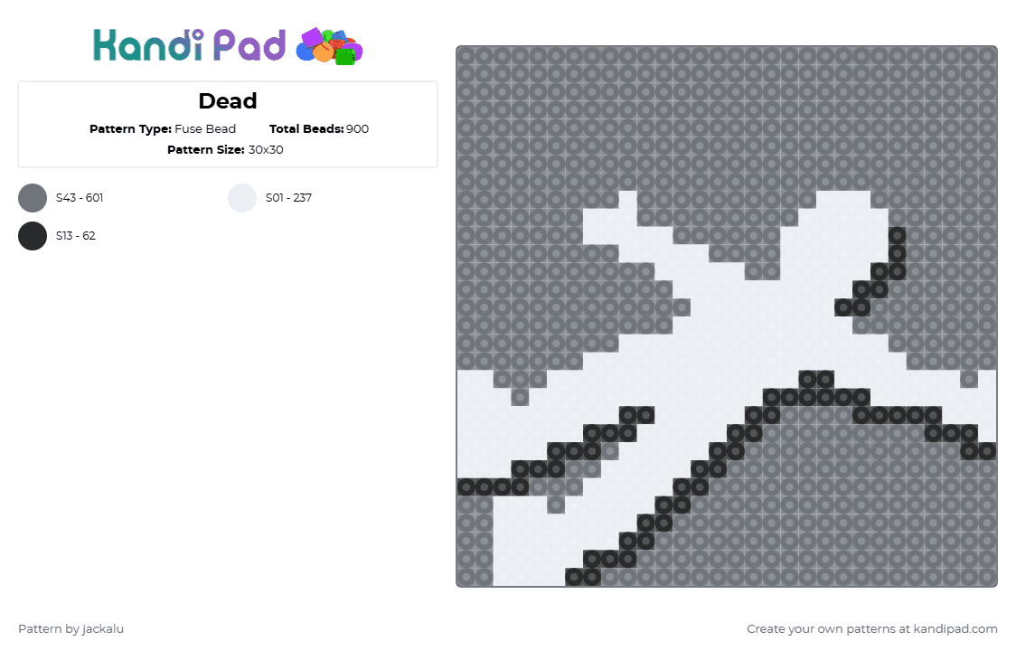 Dead - Fuse Bead Pattern by jackalu on Kandi Pad - gray,white,humor,emoji